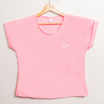 My Therapist Said embroidered eco-friendly scoop neck blouse (Pink)